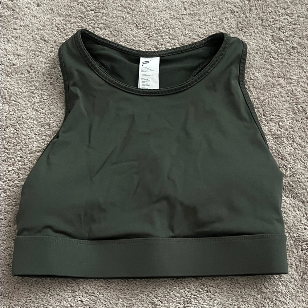 Fabletics Olive Green High-Neck Sports Bra